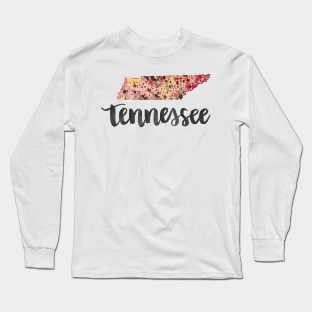tennessee - calligraphy and abstract state outline Long Sleeve T-Shirt by randomolive